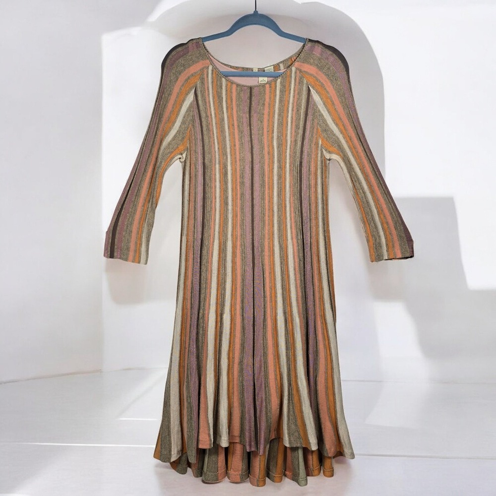 Moth‎ Anthropologie Nora Swing Dress Woman Small Striped Knit Midi Scoop Neck